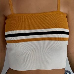 Brown,black, and white striped tank top